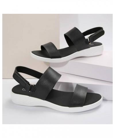 Womens Sandals Shoes Open Toe Buckle Ankle Strappy Slip on Sandals Lightweight Breathable Shoes 74-nrny-7-black $16.79 Sandals