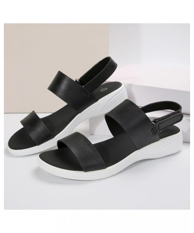 Womens Sandals Shoes Open Toe Buckle Ankle Strappy Slip on Sandals Lightweight Breathable Shoes 74-nrny-7-black $16.79 Sandals