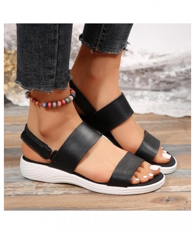 Womens Sandals Shoes Open Toe Buckle Ankle Strappy Slip on Sandals Lightweight Breathable Shoes 74-nrny-7-black $16.79 Sandals