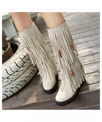 Winter Boots Ladies Fashion Double Quality Beads Boots Long Street Riding Boots Flat Non-Slip Snow Boot Suede Slip Boots Wome...