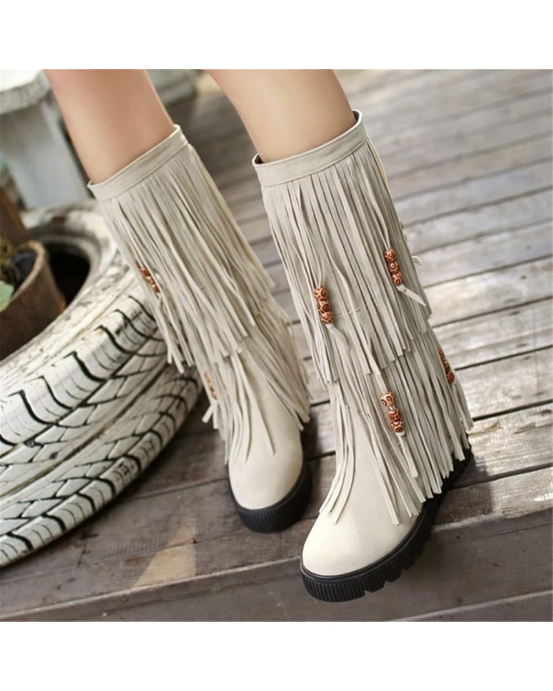 Winter Boots Ladies Fashion Double Quality Beads Boots Long Street Riding Boots Flat Non-Slip Snow Boot Suede Slip Boots Wome...