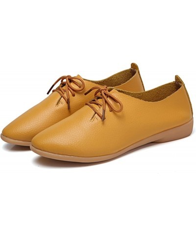 Fashion Womens Breathable Lace Up Shoes Flats Casual Shoes Soft Soled Loafers Gift for Women Yellow $15.50 Loafers & Slip-Ons