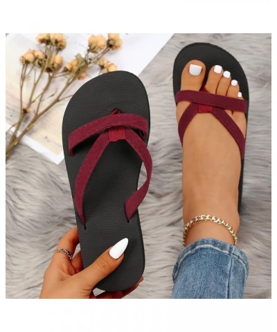 Women's Low Wedge Sandal Toe Post Ankle Strap Comfort Soft Arch Support Casual Dress Wedding Sandals 156-zoxro-red-h $23.00 S...