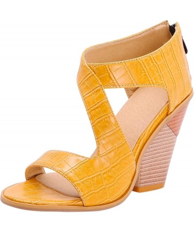 Summer Women Fashion Sandals Super High Heel Fish Mouth Sandals Open Toe Sandals Women Yellow $25.24 Sandals