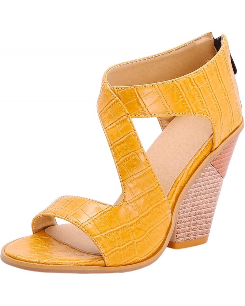 Summer Women Fashion Sandals Super High Heel Fish Mouth Sandals Open Toe Sandals Women Yellow $25.24 Sandals