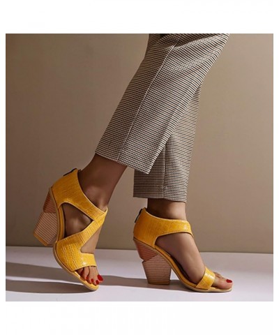 Summer Women Fashion Sandals Super High Heel Fish Mouth Sandals Open Toe Sandals Women Yellow $25.24 Sandals