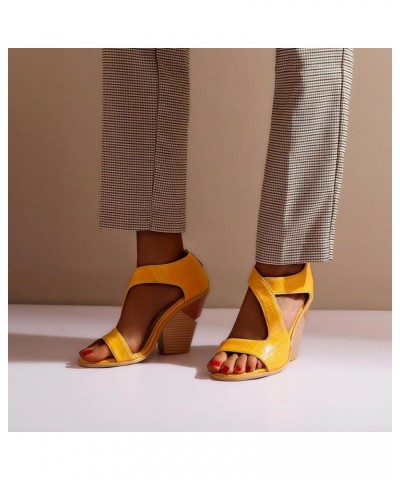 Summer Women Fashion Sandals Super High Heel Fish Mouth Sandals Open Toe Sandals Women Yellow $25.24 Sandals