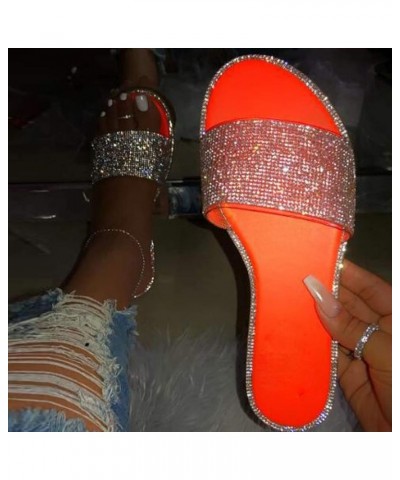 Sandals Beach Crystal Casual Roman Women's Slippers Indoor&Outdoor Shoes Women's Womens Memory Foam Slippers Size Orange $12....