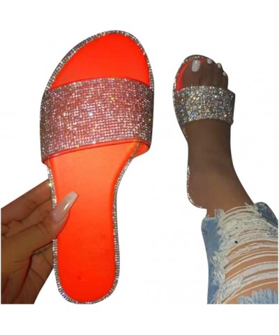 Sandals Beach Crystal Casual Roman Women's Slippers Indoor&Outdoor Shoes Women's Womens Memory Foam Slippers Size Orange $12....