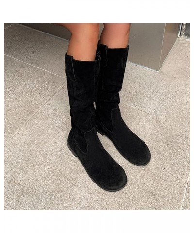 Winter Boots for Women 2022,Wide Width Claf Boots for Teen Soft Suede Fashion Stocking Snow Boots No Heel Black $24.85 Outdoo...