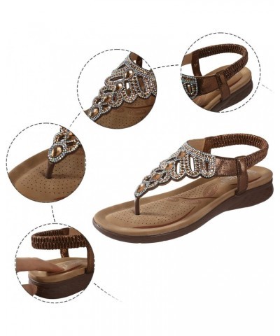 Sandals for Women Dressy Summer Open Toe Wedge Sandal Slingback Retro Bohemia Beach Sandals $15.63 Outdoor Shoes