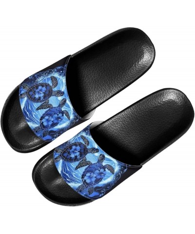 Women's Novelty Slides Sandals Casual Soft Sole Open Toe Non-Slip Single Band Slides Sandals Blue Sea Turtle $11.28 Sandals