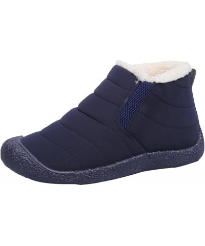 Women's Winter Snow Boots Fur Lined Warm Ankle Boots Slip On Waterproof Outdoor Booties Platform Shoes Dark Blue $17.31 Outdo...