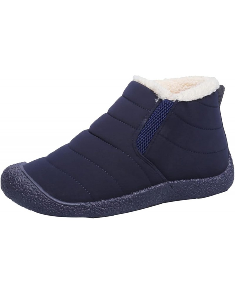 Women's Winter Snow Boots Fur Lined Warm Ankle Boots Slip On Waterproof Outdoor Booties Platform Shoes Dark Blue $17.31 Outdo...