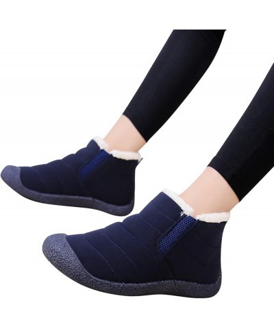 Women's Winter Snow Boots Fur Lined Warm Ankle Boots Slip On Waterproof Outdoor Booties Platform Shoes Dark Blue $17.31 Outdo...