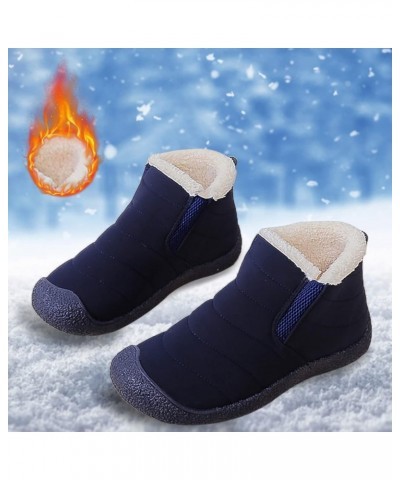 Women's Winter Snow Boots Fur Lined Warm Ankle Boots Slip On Waterproof Outdoor Booties Platform Shoes Dark Blue $17.31 Outdo...