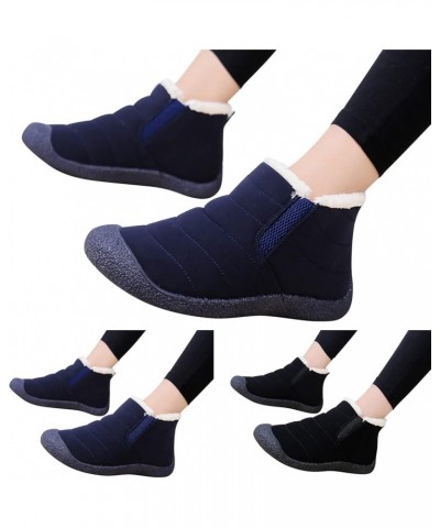 Women's Winter Snow Boots Fur Lined Warm Ankle Boots Slip On Waterproof Outdoor Booties Platform Shoes Dark Blue $17.31 Outdo...