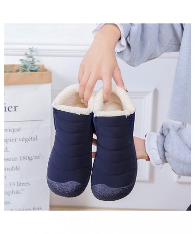 Women's Winter Snow Boots Fur Lined Warm Ankle Boots Slip On Waterproof Outdoor Booties Platform Shoes Dark Blue $17.31 Outdo...