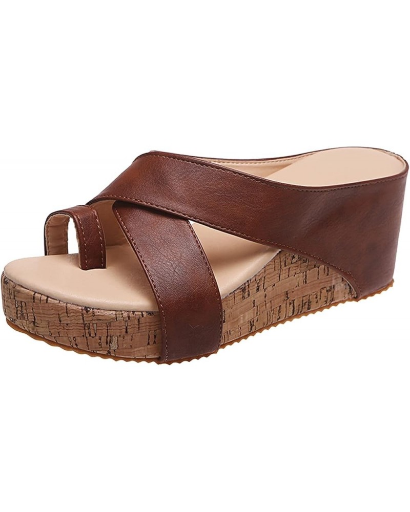 Womens Wedge Heels Size 12 Open Solid Women Casual Sandals Beach Wedges Breathable Shoes Color Slip-On Toe Women's Wedges Wid...