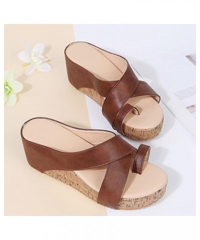 Womens Wedge Heels Size 12 Open Solid Women Casual Sandals Beach Wedges Breathable Shoes Color Slip-On Toe Women's Wedges Wid...