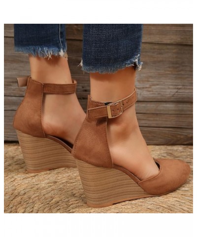 Platform sandals Shoes For Women Wedges Heels Boots Women Platform sandals For Men High Heeled sandals For Women Flat Brown-8...