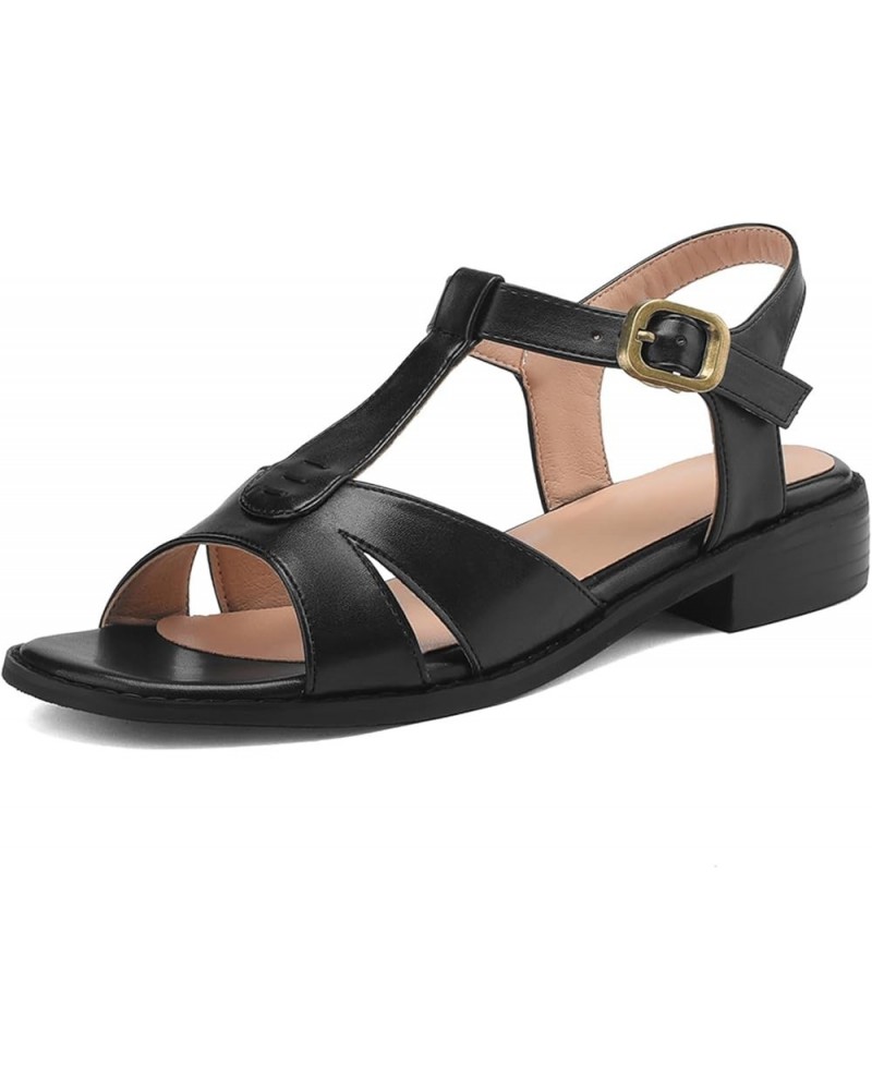 Womens Vintage Ankle Strap Casual Roman Sandals Black 1 $34.78 Sandals