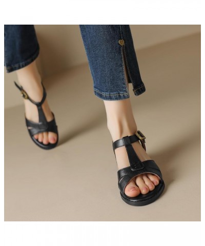 Womens Vintage Ankle Strap Casual Roman Sandals Black 1 $34.78 Sandals