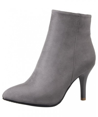 Women Office Stiletto Heel Pointed Toe Ankle Boots Dress Grey $31.45 Boots