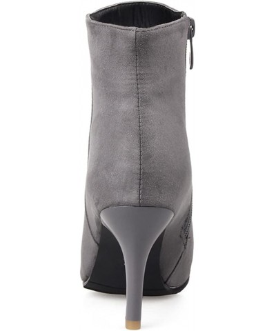 Women Office Stiletto Heel Pointed Toe Ankle Boots Dress Grey $31.45 Boots