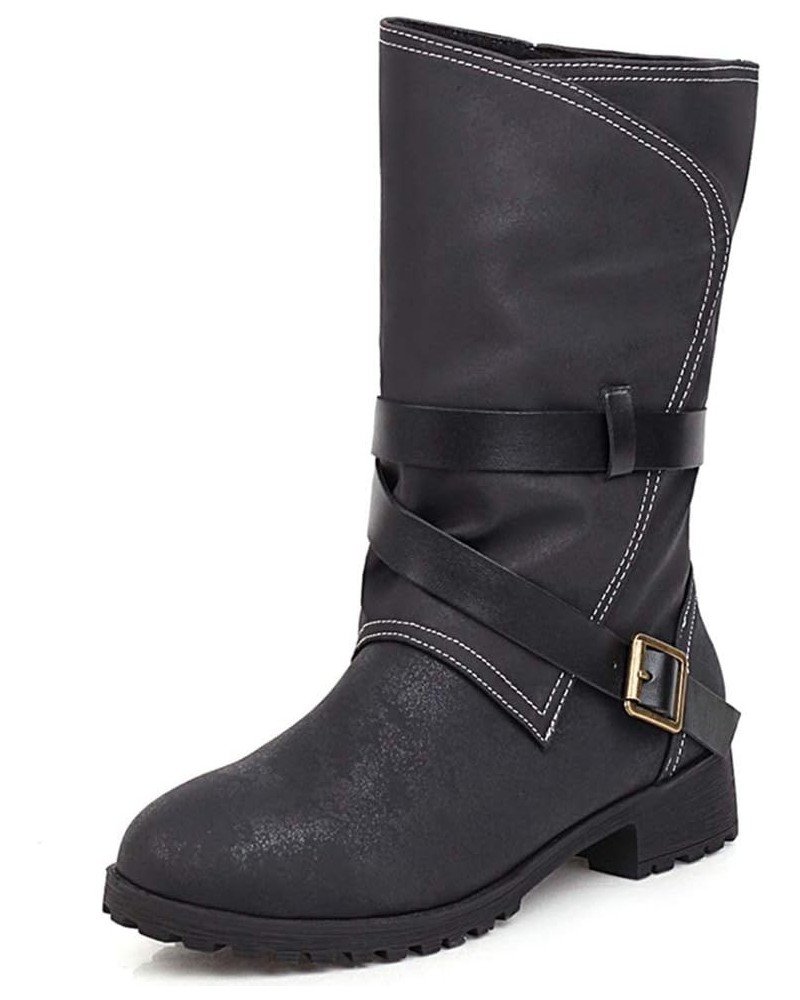 Women Casual Booties Flat Ankle Boots Black $16.66 Boots