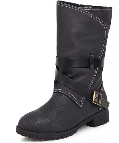 Women Casual Booties Flat Ankle Boots Black $16.66 Boots