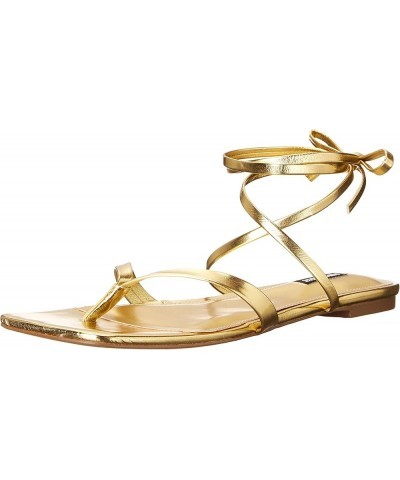 Womens News Ankle Wrap Flat Sandals Gold $11.25 Sandals