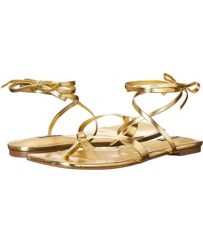 Womens News Ankle Wrap Flat Sandals Gold $11.25 Sandals