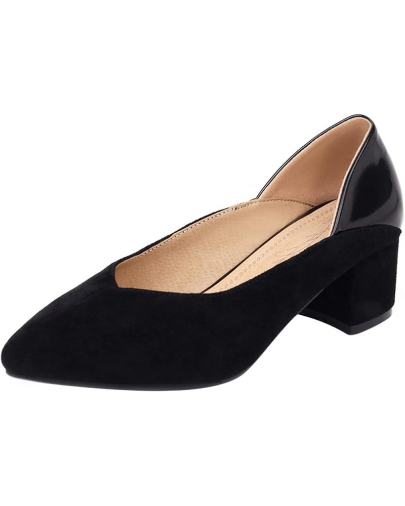 Women Pointed Toe Dress Work Wedding Block Mid Heels Pumps Slip On Black 1 $24.45 Pumps