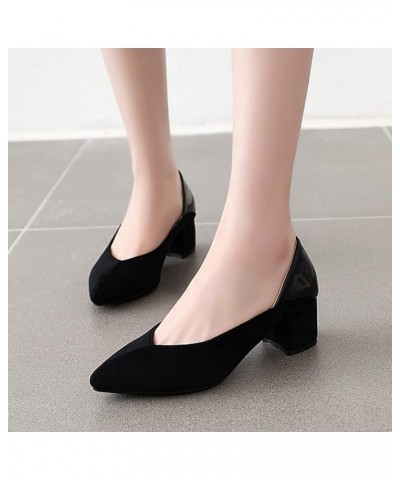 Women Pointed Toe Dress Work Wedding Block Mid Heels Pumps Slip On Black 1 $24.45 Pumps