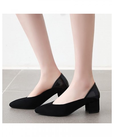 Women Pointed Toe Dress Work Wedding Block Mid Heels Pumps Slip On Black 1 $24.45 Pumps