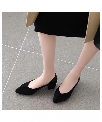 Women Pointed Toe Dress Work Wedding Block Mid Heels Pumps Slip On Black 1 $24.45 Pumps