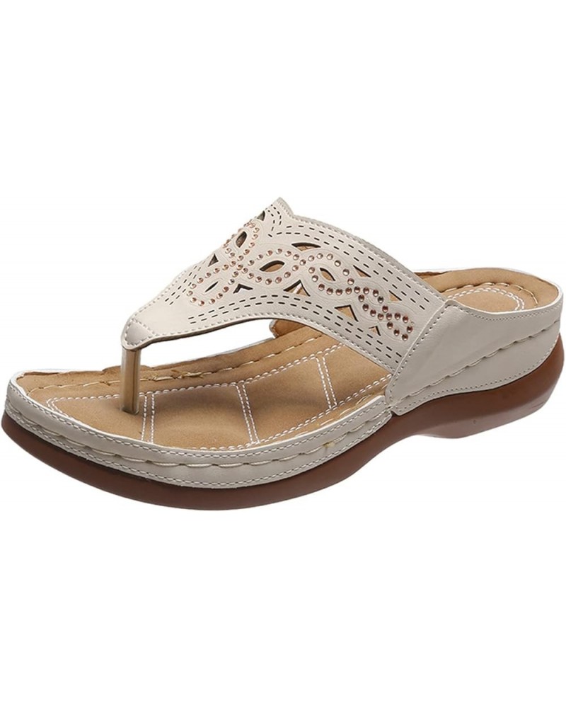 Sandals For Women Outdoors Dressy Orthopedic Comfortable Open Toe Slippers Summer Beach Sandals Z01-beige-sandals Women Dress...