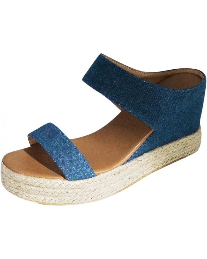 Women Wedge Sandals Size 6 Shoes Women Breathable Beach Casual Toe Slip-On Sandals Summer Open Straw Wedges Women's Wedges (R...