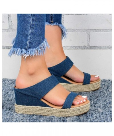 Women Wedge Sandals Size 6 Shoes Women Breathable Beach Casual Toe Slip-On Sandals Summer Open Straw Wedges Women's Wedges (R...