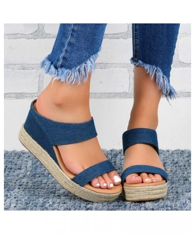 Women Wedge Sandals Size 6 Shoes Women Breathable Beach Casual Toe Slip-On Sandals Summer Open Straw Wedges Women's Wedges (R...