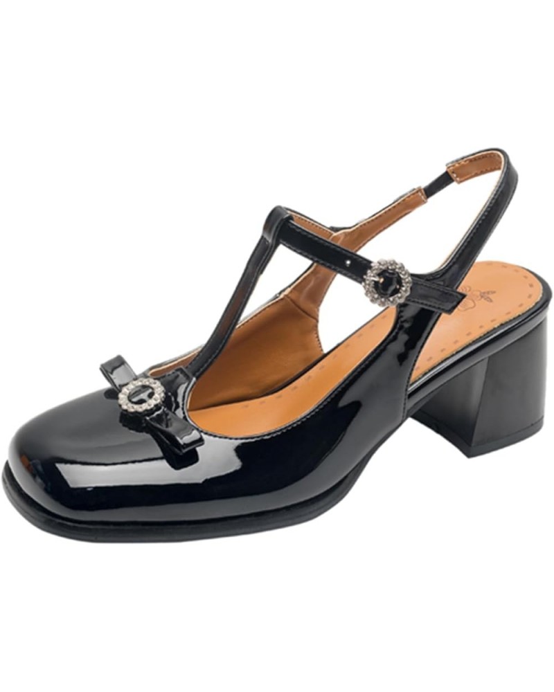 Slingback Chunky Heel for Women Closed Toe Mary Jane Dress Shoes Slingback Pumps Square Toe Causal Shoes Black $29.46 Pumps