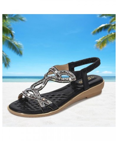 Sandals H Sandals For Womens Flats Comfortable Dressy Shoes Women Sandals Flats For Women Size 15 Sandals Women Rubber Black-...