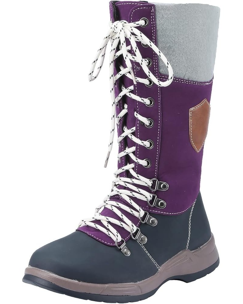 Boots for Women Snow Boots Durable Outdoor Thermal Winter Mid Calf Boots Knight Boots Combat Booties 001purple $15.45 Outdoor...