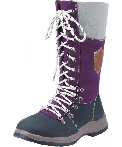 Boots for Women Snow Boots Durable Outdoor Thermal Winter Mid Calf Boots Knight Boots Combat Booties 001purple $15.45 Outdoor...