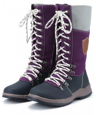 Boots for Women Snow Boots Durable Outdoor Thermal Winter Mid Calf Boots Knight Boots Combat Booties 001purple $15.45 Outdoor...