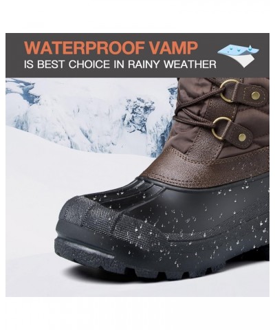 Women's Snow Boots Warm Insulated Faux Fur Lined Waterproof Mid-Calf Winter Boots Brown Grid $28.79 Outdoor Shoes