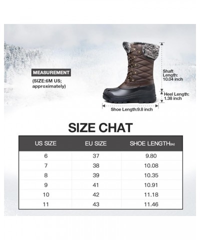 Women's Snow Boots Warm Insulated Faux Fur Lined Waterproof Mid-Calf Winter Boots Brown Grid $28.79 Outdoor Shoes