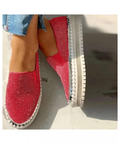 Shoes For Women Sneakers Trendy Running Shoes Non Slip Tennis Walking Sneakers Fashion Slip On Platform Shoes S-red $18.88 Wo...