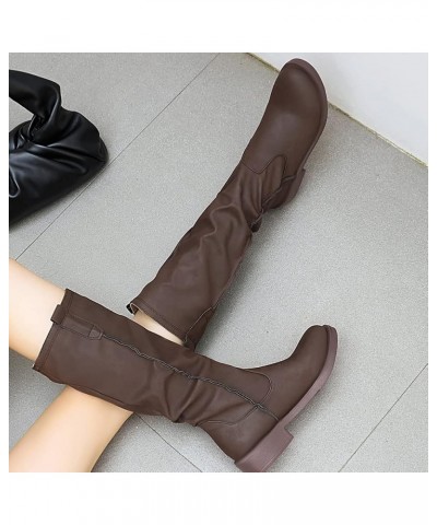 Retro Womens Pleated mid calf boots 49 Brown $30.08 Boots